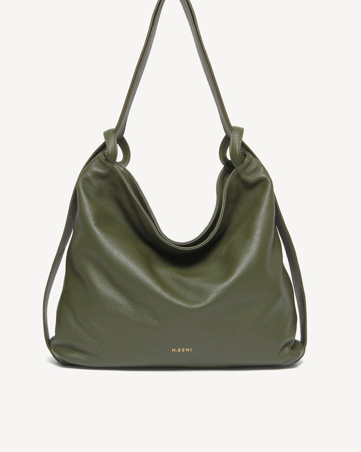 The Laura Convertible Backpack - Military - Tumbled Leather - M.Gemi