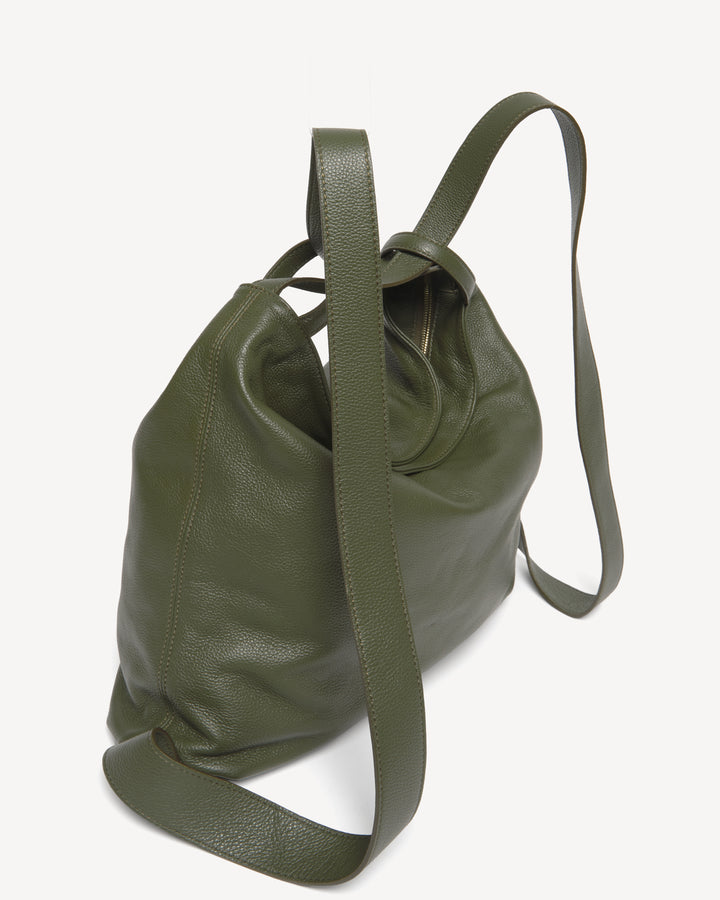 The Laura Convertible Backpack - Military - Tumbled Leather - M.Gemi