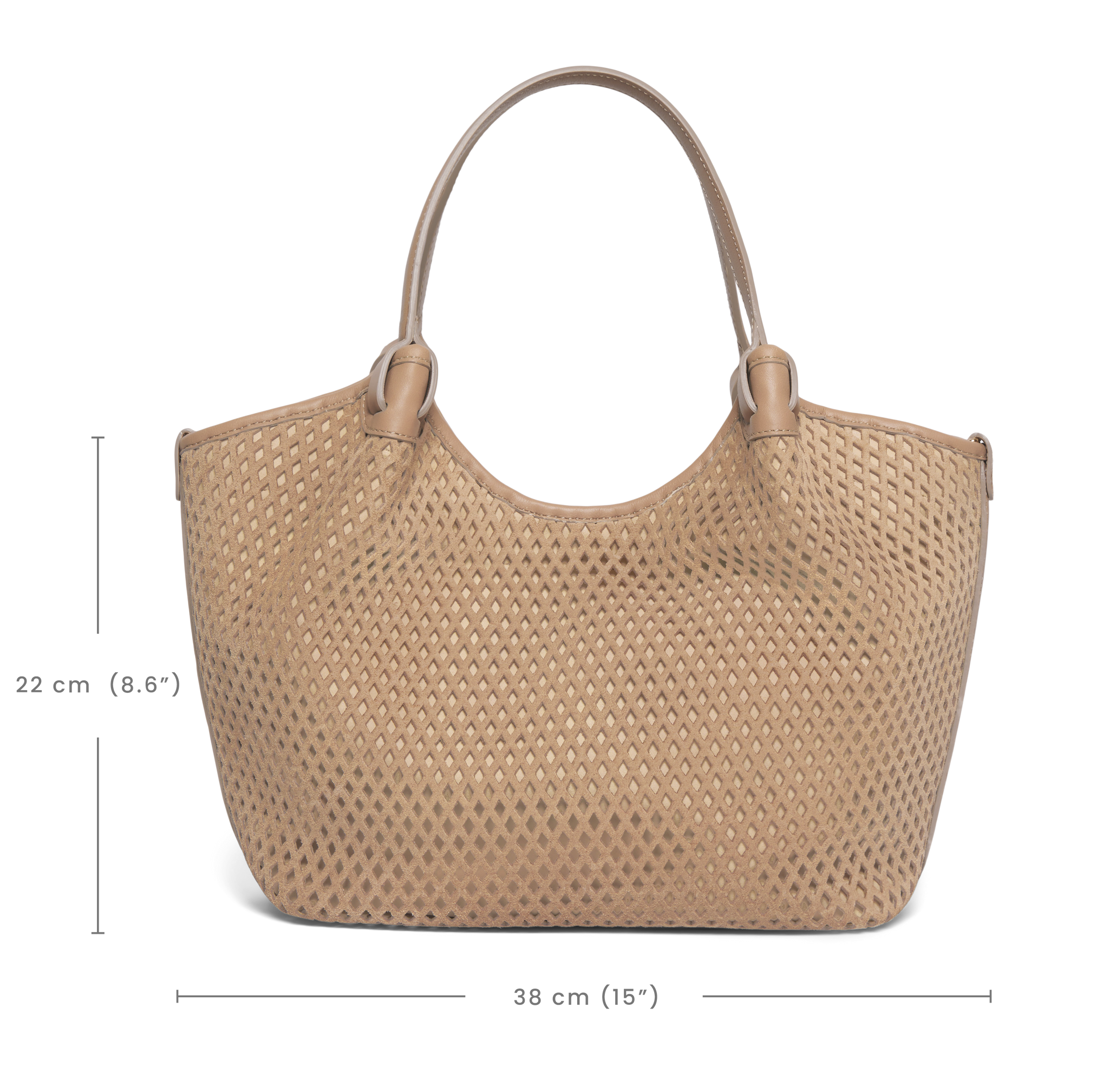 The Esmeralda Lattice Convertible Tote - Orangina - Suede and