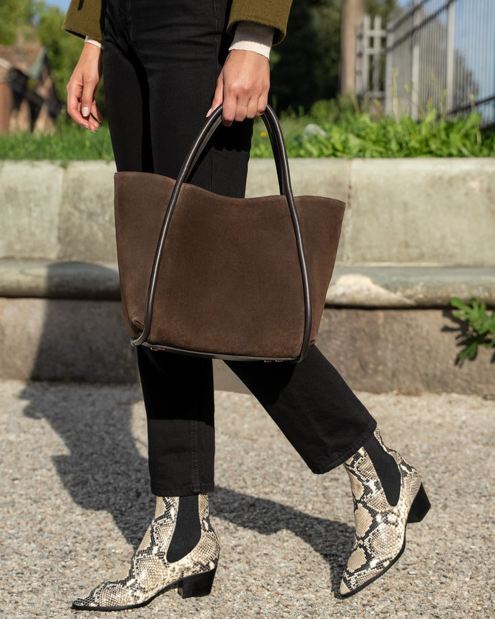 The Ursula Tote - Chocolate - Suede and Leather - M.Gemi