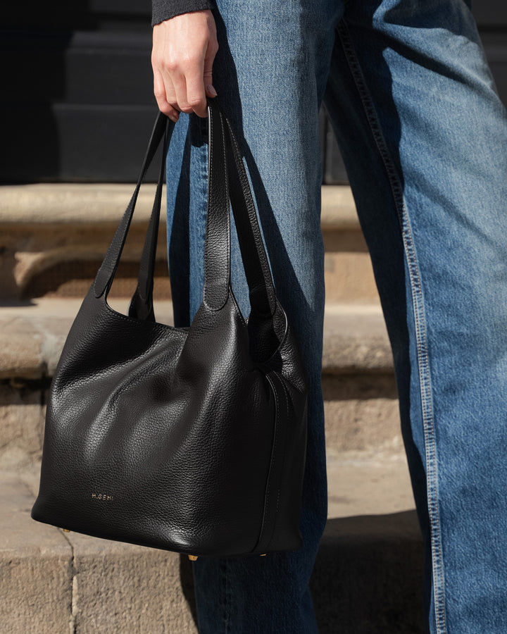 The Rigoletta - Black - Tumbled Leather - M.Gemi