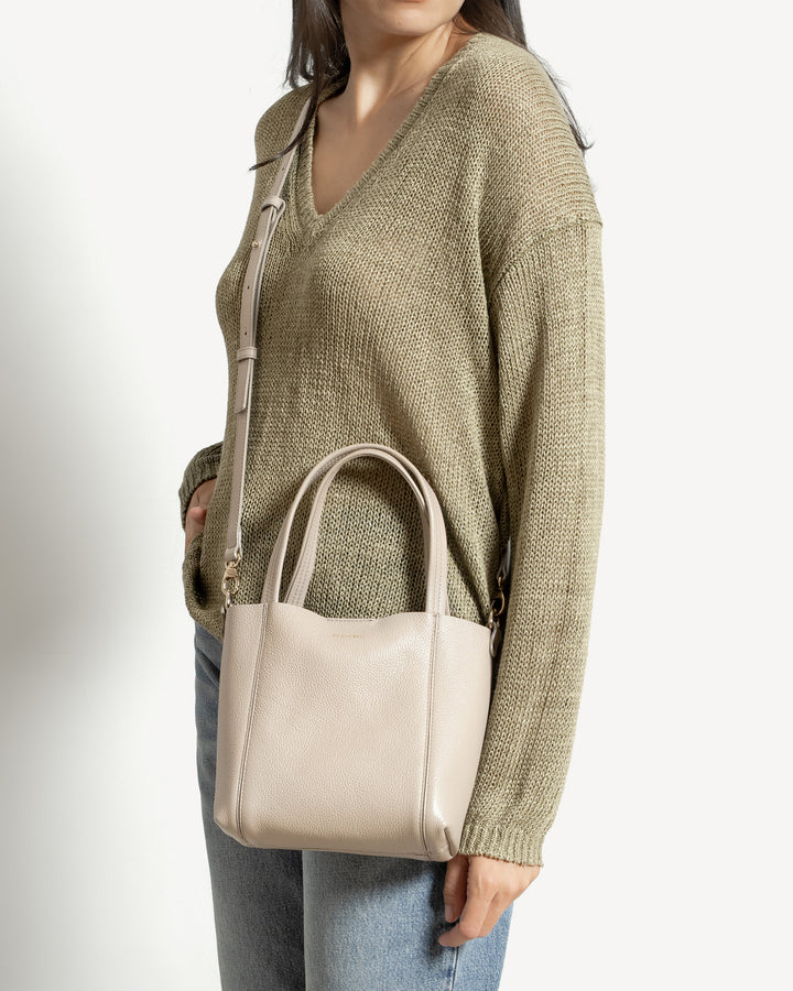 The Lola Small Convertible Tote - Oatmeal - Leather - M.Gemi