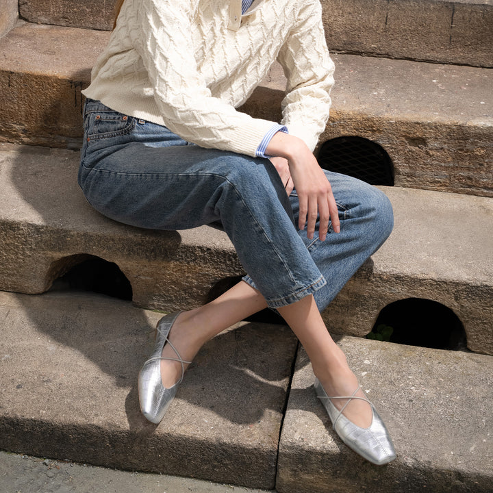 The Una - Silver - Metallic Croco Printed Leather - M.Gemi