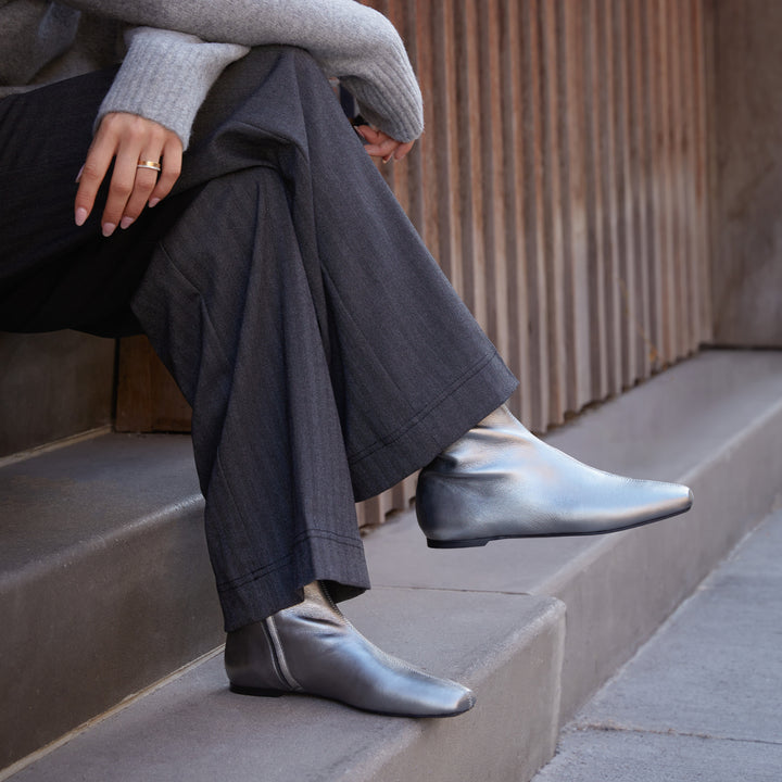 The Una Bootie - Gunmetal - Metallic Nappa - M.Gemi