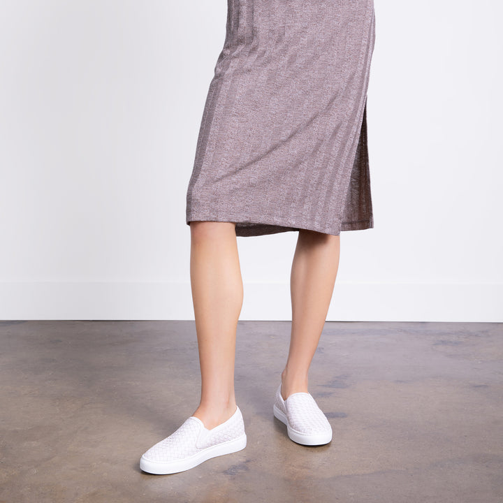 靴 mamemi The Cerchio - Woven Leather Sneaker - Gray Nubuck - M.Gemi