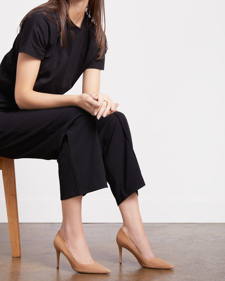 The Esatto a Cappuccino Suede Italian Nappa Leather Pump Heel 