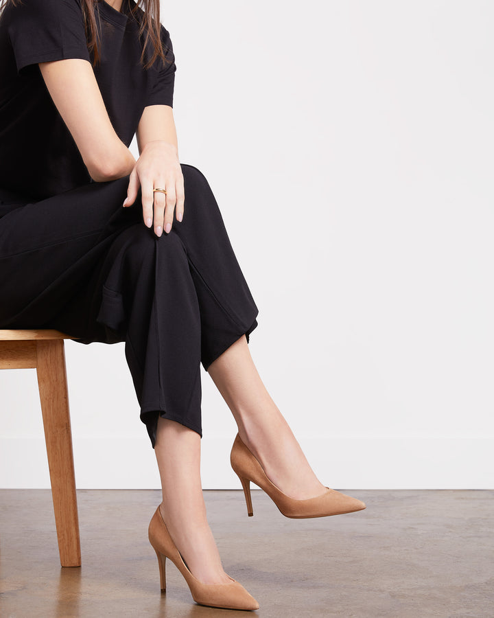 The Esatto a Cappuccino Suede Italian Nappa Leather Pump Heel 