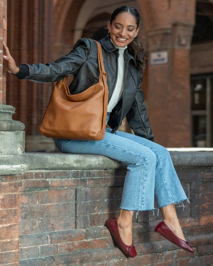 amelie convertible backpack tan scrunchy leather M. GEMI | The Laura Convertible Backpack