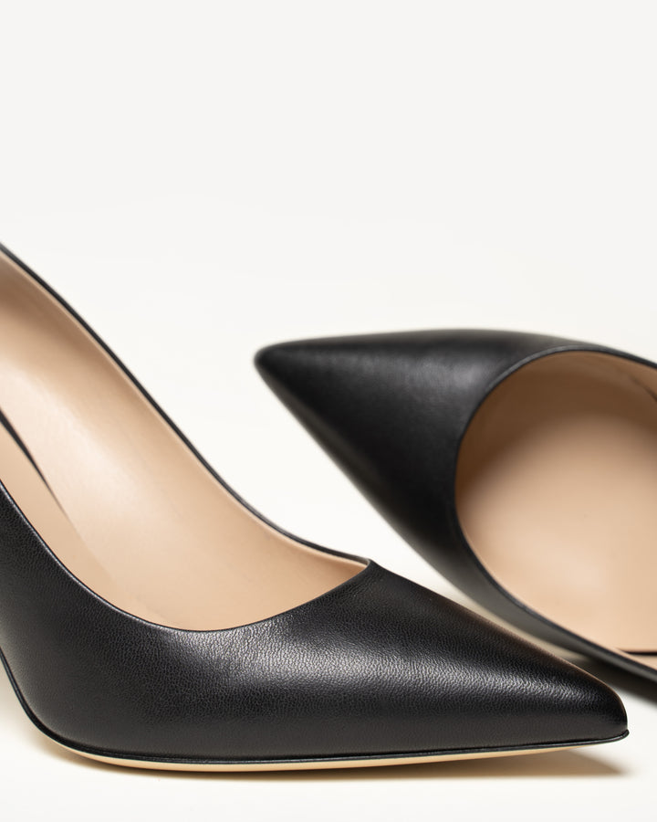 The Esatto a Black Leather Italian Nappa Leather Pump Heel 4