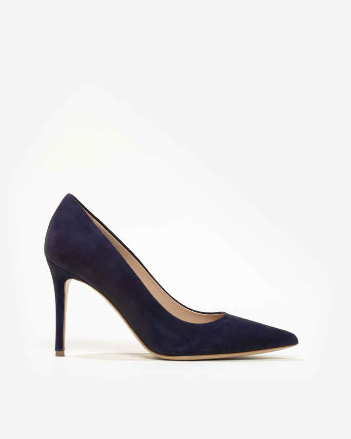 The Esatto Italian Nappa Leather Pump Heel in Navy Suede M.Gemi