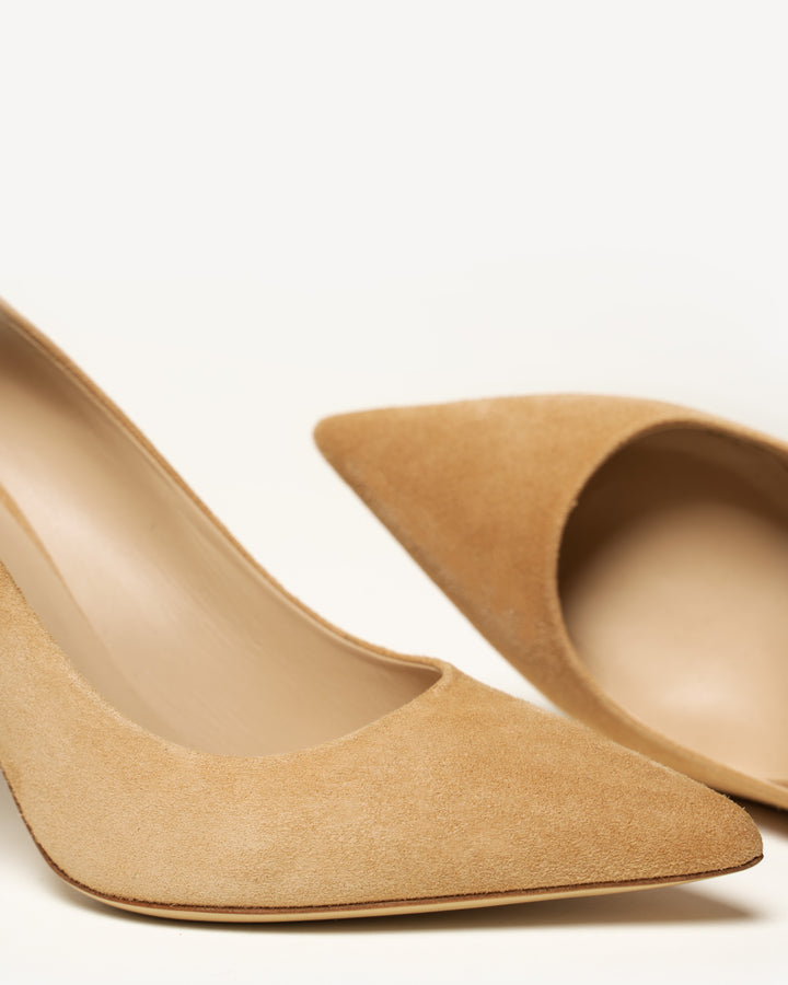 The Esatto a Cappuccino Suede Italian Nappa Leather Pump Heel 4