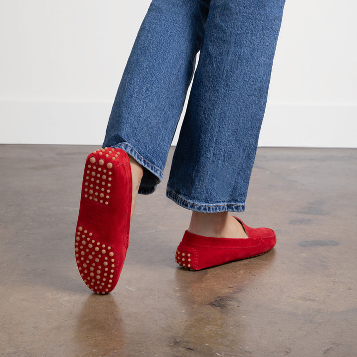 The Felize Suede Suede Moccasin Black with Black Pegs M.Gemi