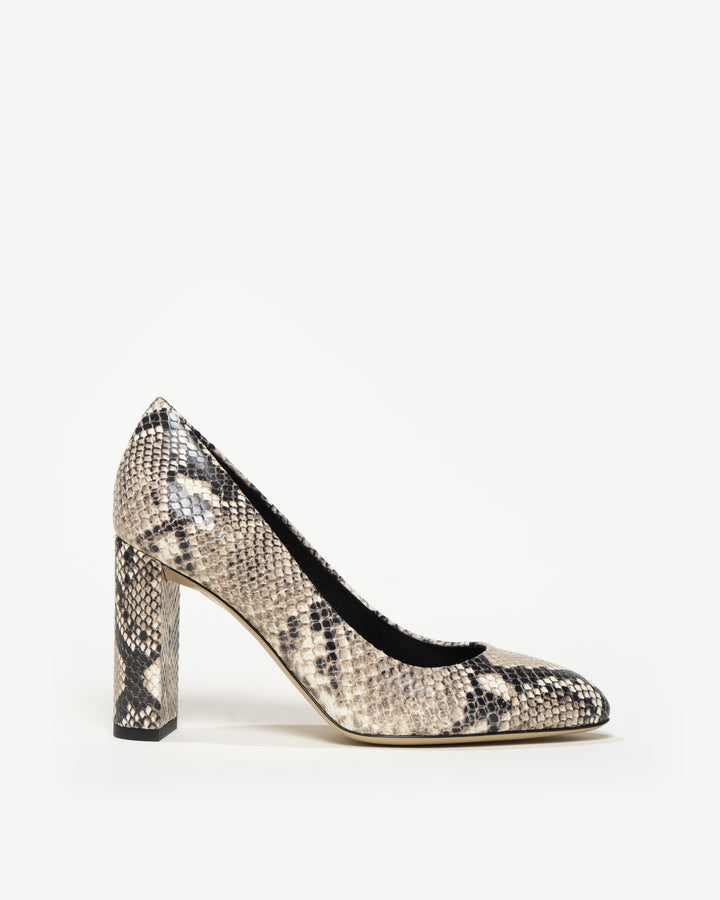 Grey snake print block heels store