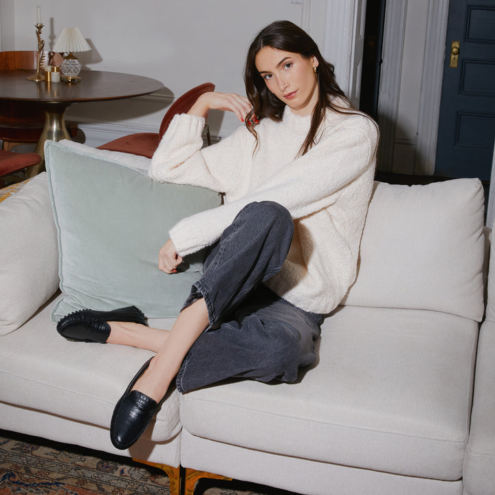 The Felize Shearling - Black - Croco Printed Leather - M.Gemi