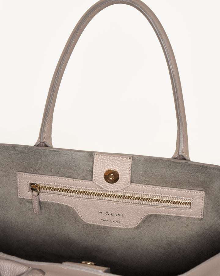 The Elena - Light Mushroom - Tumbled Leather - M.Gemi
