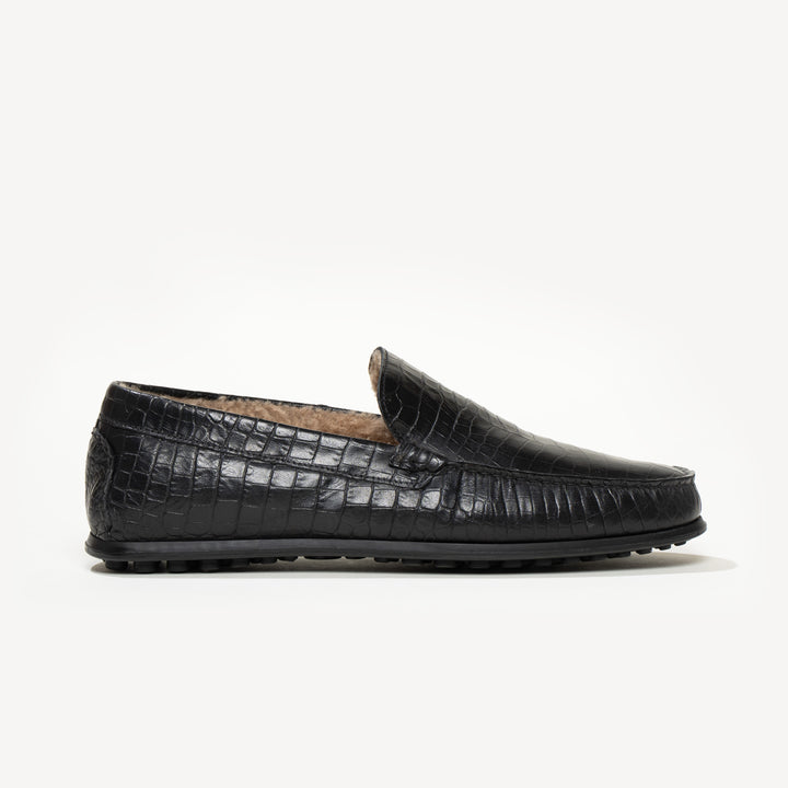 The Felize Shearling Uomo - Black - Croco Printed Leather  display picture 3