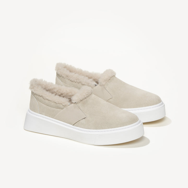 The Luciana Sandstone Suede and Shearling M.Gemi