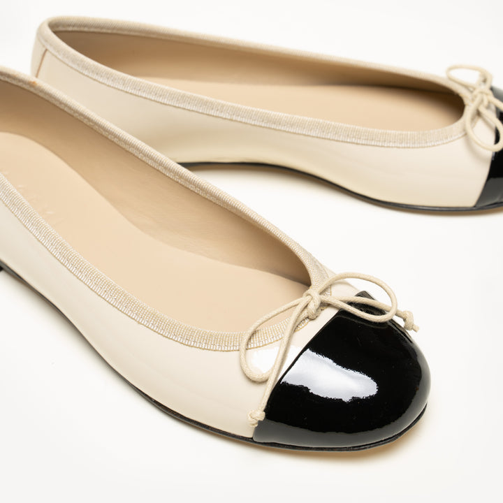 【PORTERNA】Romeu mesh flat shoes The Rosa - Ecru with Black - Patent - M.Gemi