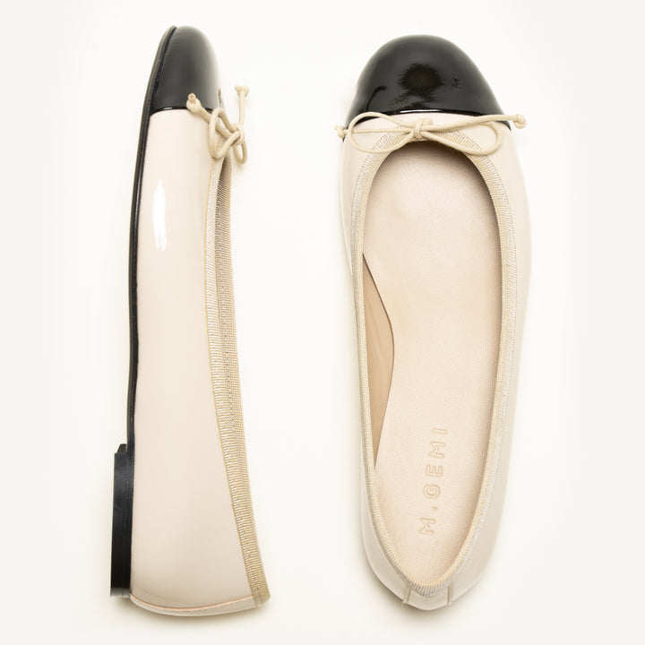 The Rosa Ecru with Black Patent M.Gemi