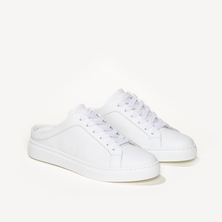 White leather mule sneakers discount