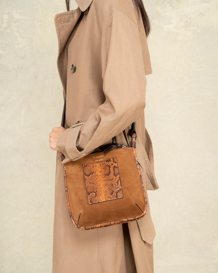 The Rosetta - Toffee - Printed Leather and Suede - M.Gemi